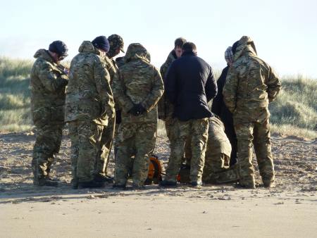 The Royal Navy Diving Unit 2 team on Holme-next-the-Sea beach - Photo Tony Foster
