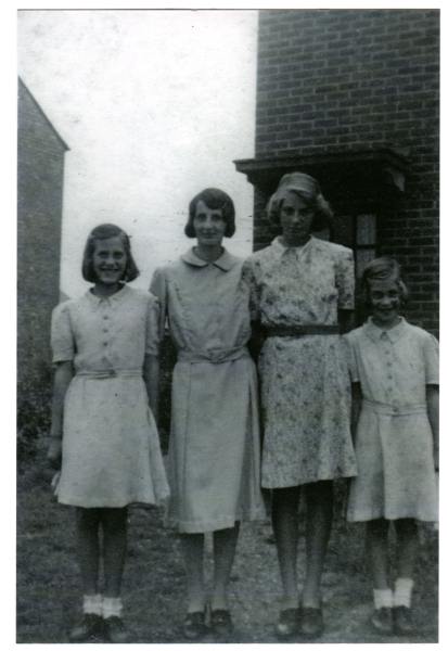 (Monica) Jean, Alice E. (Aves), Alice F.K., & Cynthia Bateson taken about 1941, Holme-next-the-Sea, Norfolk
